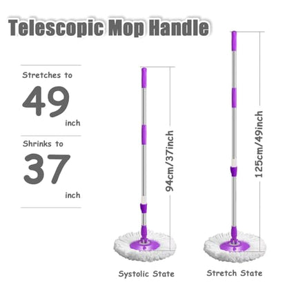 Spin Mop Replacement Mop Handle, 49-inch 360 Degrees Rotating Telescopic Replacement Mop Stick with Reinforced Plastic Disc for Spin Mop Bucket Cleaning System (Plastic Disc, Blue) - color: Blue, style: Plastic Disc