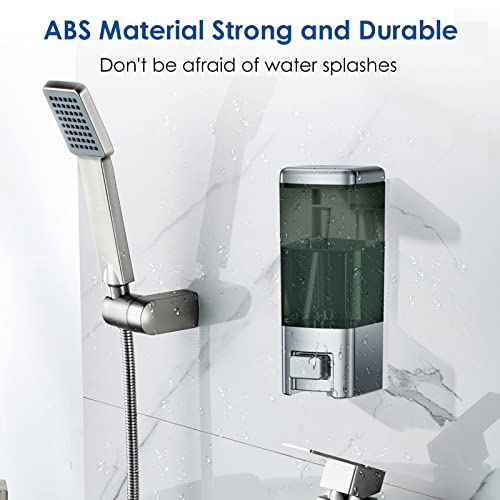 Wall Mount Manual Soap Dispenser, 17oz/500ml Large Capacity Kitchen Bathroom Hand Soap Dispenser, Commercial Refillable Shampoo Shower Gel Lotion Dispenser, Chrome&Brown - color: Chrome&brown 500ml