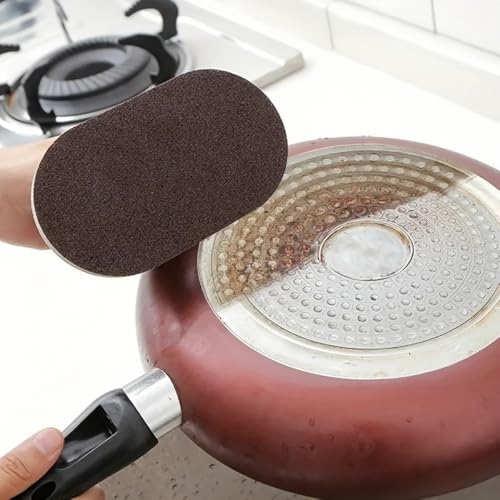 Diamond Sponge Brush with Non-Slip Grip, Non-Toxic Durable Scrubber for Pots, Pans, Kitchen Stubborn Stain Rust Removal, Brown - color: Brown