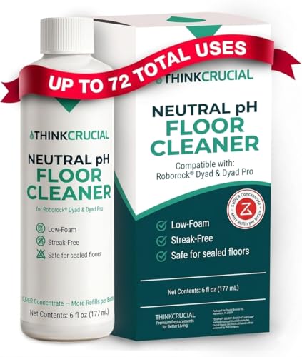 Think Crucial 72x Uses SUPER Concentrate Compatible with Roborock® Dyad & Dyad Pro – 6 oz Neutral pH Multi-Surface Floor Cleaning Solution