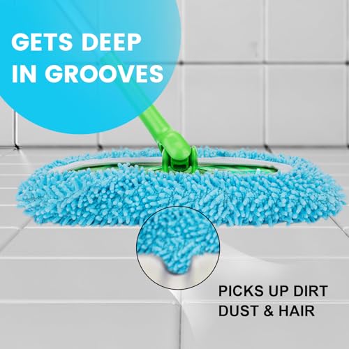 6Pcs Reusable Microfiber Mop Pads Compatible with Sweeper Mop, Replacement Wet Mopping pad Refills & Washable Dry Sweeping Cloths for Surface/Hardwood Floor Cleaning (Blue) - color: 6 Pack Blue