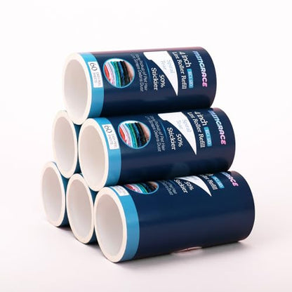 4 inch Lint Roller Refills for Evercare PetLovers Fedicelly MEIQIHOME Swihauk Lint Rollers for Pet Hair Extra Sticky 60 Sheets Each Refill, 6 Pack, 360 Sheets Total (1 1/2'' Inside Dia.) - size: 4 inch (1.5'' ID)