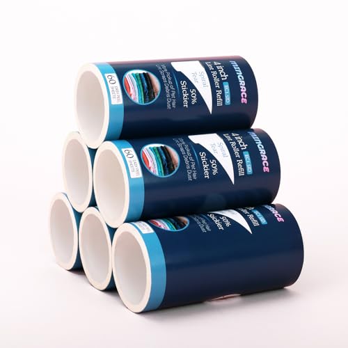 4 inch Lint Roller Refills for Evercare PetLovers Fedicelly MEIQIHOME Swihauk Lint Rollers for Pet Hair Extra Sticky 60 Sheets Each Refill, 6 Pack, 360 Sheets Total (1 1/2'' Inside Dia.) - size: 4 inch (1.5'' ID)