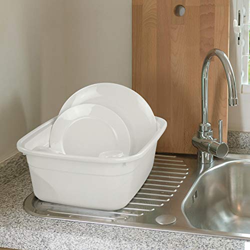 4-Pack 14 Quart Plastic Wash Basin/Dish Pan, White - size: 14 quart