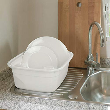 4-Pack 14 Quart Plastic Wash Basin/Dish Pan, White - size: 14 quart
