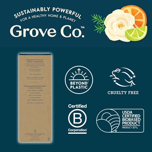 Grove Co. Refillable Glass Spray Bottles for Cleaning, 2 x 16 oz Bottles | Reusable; Custom Labels; Compatible with Grove Co. Cleaning Concentrates; No Plastic Waste; Durable, Recycled Glass - color: White, size: 32 Ounce (Pack of 2)