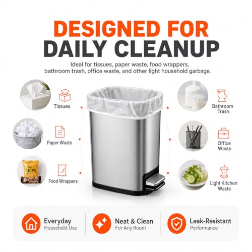 1 Gallon Small Trash Bags Garbage Bags by RayPard, 216 Counts, fit 0.5,0.8,1 Gal Waste Basket, 3-4.5 Liter mini Trash Can Liners for Home Office Kitchen Bathroom Bedroom, Clear - style: 216-1 Gallon-Clear