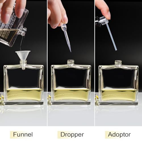 100ml/3.4 Oz Glass Spray Bottle Perfume Atomizer,Empty Refillable Perfume Spray Bottle with 3 Kinds of Dispenser (A4) - style: A4