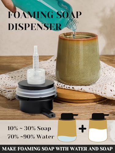 INGOFIN Ceramic Foaming Soap Dispenser - 12 oz Refillable Foam Hand Soap Dispenser Bathroom, Modern Dish Dispenser Pump for Kitchen,Kiln-Glazed Earthy Greenish-Brown - color: Kiln-glazed Greenish-brown-foam