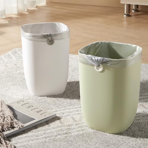 Bathroom Trash Can, Plastic Rectangular Garbage Can with Trash Liner Holder for Bedroom, Living Room, Small Indoor Waste Basket, 7L, Green - color: ( New Model ) Green
