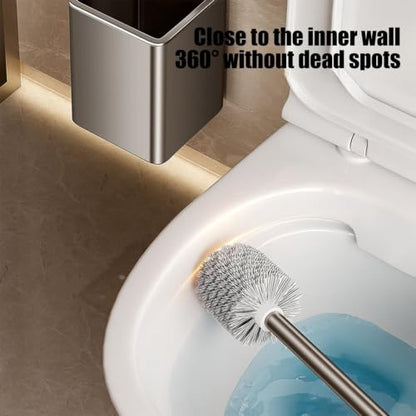 Wall-Mounted Toilet Brush and Holder Set, Drain Designed Toilet Brush with Removable Handle, Toilet Bowl Brush and Holder, Durable and Sturdy, Deep Cleaning for Bathroom, Shower, Toilet (Grey) - color: Gray