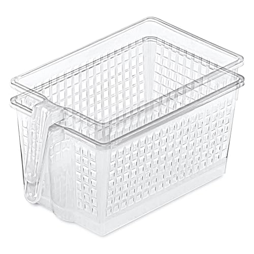 DecorRack Plastic Storage Basket, Multipurpose Organizer Bin for Bathroom, Kitchen, Office or Bedroom Organizer with Open Handles (2 Pack) - color: Medium