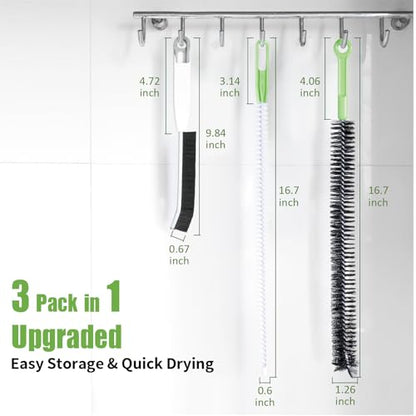 Upgraded Cleaning Brush Kit - 3-Piece Set, Flexible Drain Brush, Crevice Brush with Nie, Ideal for Kitchen, Bathroom, Toilet, Vent Scrubber