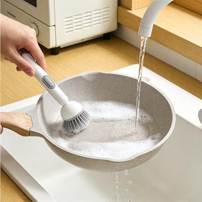 3 Piece Dish Cleaning Brush Set with Soap Dispenser and Long Reach Cup Brushes