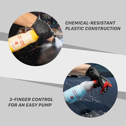 Maxshine 25oz Universal Red with Red & Grey Trigger Heavy Duty Spray Bottle – Chemical-Resistant Detailing Sprayer with Adjustable Nozzle & Ergonomic Trigger for Car Cleaning, Garage, Home - color: Red