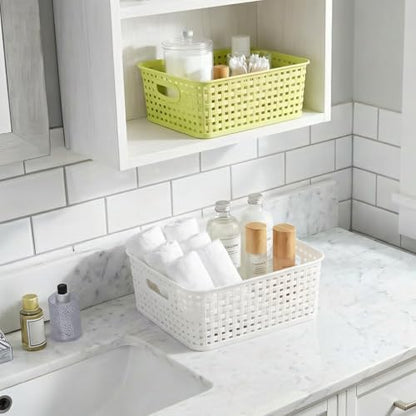 Plastic Storage Baskets/Bins Organizer for Bathroom, 6-Pack