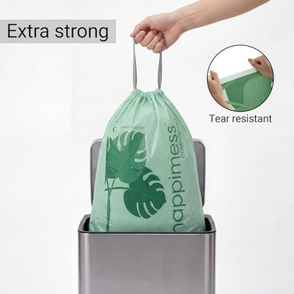 happimess 13.2 Gallon (50L) Drawstring Trash Bags, Unscented, Green, Liners for Kitchen and Household, Custom Fit 60 Count (3 Packs of 20 Liners) HPM3000C-GREEN - color: Green, size: 60 Count (Pack of 1)