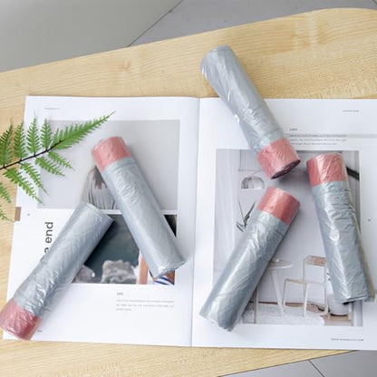 Drawstring Trash Bags 5 Rolls Heavy-duty Thick Plastic Garbage Bags for Kitchen and Home Waste Disposal, Disposable Strong Trash Storage Pouches with Easy Carry Handle Random Color