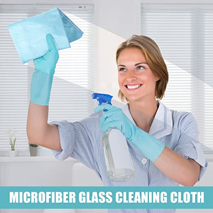 Tatuo 18 Pcs Microfiber Glass Cleaning Cloths (16 x 16) Polishing Cloth - Streak Free - Lint Free - Quickly Clean Windows, Glasses, Windshields, Mirrors, Stainless Steel, Monitor(Blue) - color: Blue