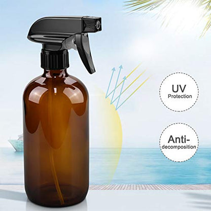 Worldgsb Glass Spray Bottles, 16oz Amber Glass Spray Bottles with Labels & Adjustable Nozzle, Reusable Containers for Cleaning, BBQ, Food, Plants, Alcohol, Essential Oils(1 Pack) - color: Amber, style: 1 Pack