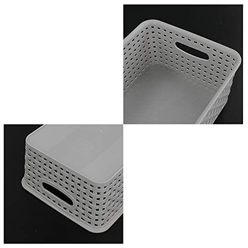 Plastic Storage Baskets - 6 Pack, Slightly Gray | 10.04"L x 7.48"W x 3.95"H, Durable, Easy to Use, Flexible, Multi-Purpose, Ideal for Closets, Cabinets, Shelves, Countertops - size: Small (10.04"L x 7.48"W x 3.95"H)