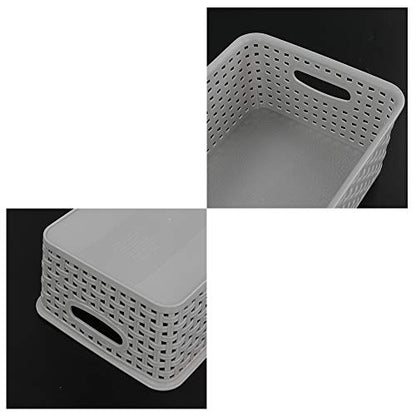 Plastic Storage Baskets - 6 Pack, Slightly Gray | 10.04"L x 7.48"W x 3.95"H, Durable, Easy to Use, Flexible, Multi-Purpose, Ideal for Closets, Cabinets, Shelves, Countertops - size: Small (10.04"L x 7.48"W x 3.95"H)
