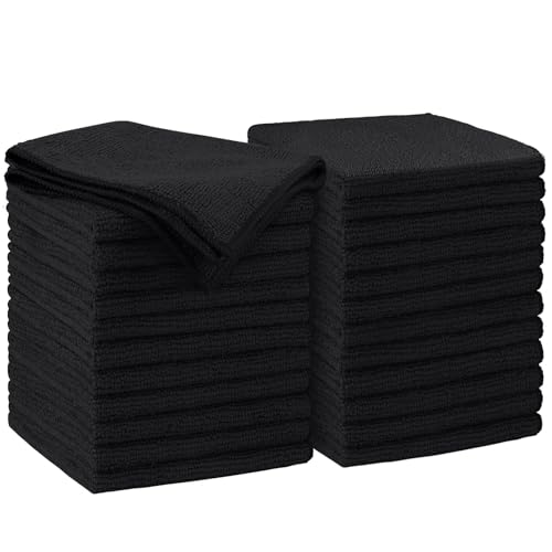 AIDEA Microfiber Cleaning Cloth Black 24PK, Microfiber Towels for Cars, Premium Car Cloths, Dusting Cloth Lint Free Cleaning Rags for SUVs, House, Kitchen, Window, Workshops,11.5×11.5" - color: Black