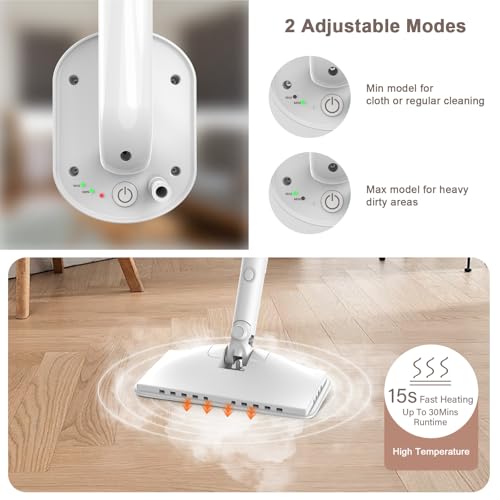Steam Cleaner, 6 in1 Rotated Steam Mop Cleaner with 2 Modes, 2 Microfiber Pads, 400ML Removable Tank, 23FT Power Cable, Detachable Steam Mops for Floor, Laminate Floor, Tiles Cleaning (Ice Blue) - color: Ice Blue
