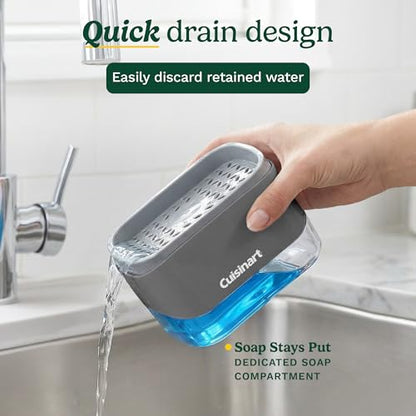 Cuisinart 2-in-1 Dish Soap Dispenser with Sponge Holder and Sponge for Kitchen Sink – Soap Pump Organizer Set with Tray, Countertop Caddy for Dishes, Dishwashing Liquid Dispenser, Sink Essentials - color: Gray/Dark Gray