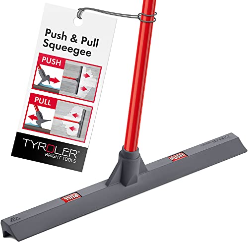 Tyroler Floor Squeegee for Concrete Floors, 17" Heavy Duty Squeegee for Floor, Squeegees Broom for Floors with 55" 4 Part Handle Perfect for Tiles, Marble, Garage, Deck, Patio, Bathroom, Shower - color: Gray
