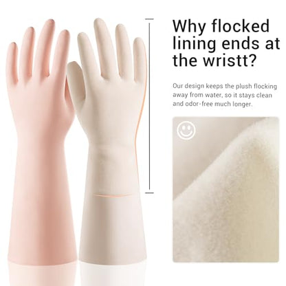 ThxToms 2 Pair Nitrile Dishwashing Cleaning Gloves,with Cotton Flocked Liner,Skin-Friendly & Anti-Slip Design,Y&P - size: Small