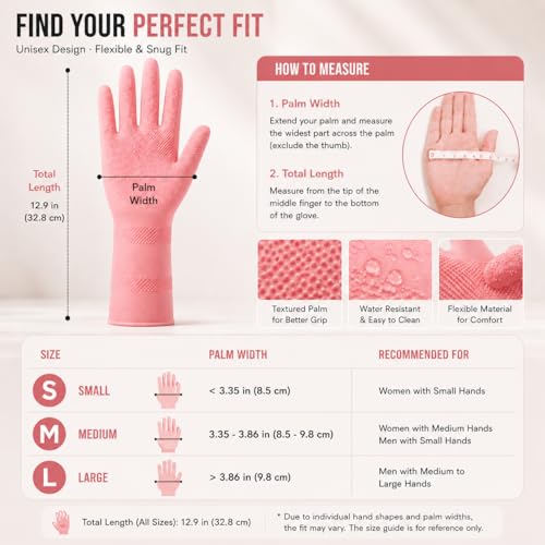 1 Pair Silicone Dishwashing Gloves - Waterproof, Non-Slip Grip - Reusable Cleaning Gloves for Kitchen, Bathroom,Home - size: Small