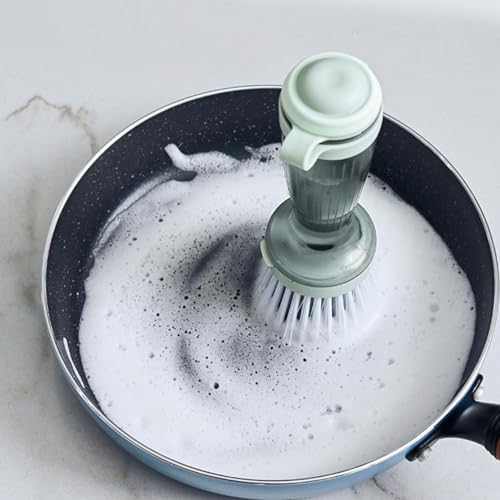 Kitchen Dish Brush with Soap Dispenser, Plastic Bristles, Pan Pot Scrubbing Brush for Sink Cleaning (Random) (Random Colour)