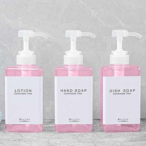 Refillable Shampoo and Conditioner Bottles for Shower Wall,Shampoo and Conditioner Dispenser with Pump No Drill (3 Bottles-Pink) - color: 3 Bottles-pink