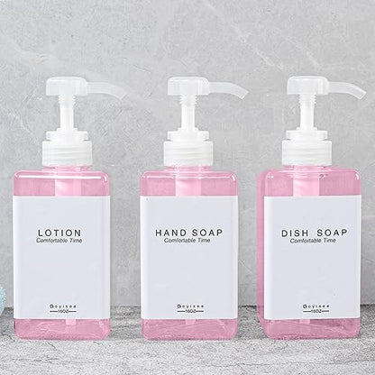 Refillable Shampoo and Conditioner Bottles for Shower Wall,Shampoo and Conditioner Dispenser with Pump No Drill (3 Bottles-Pink) - color: 3 Bottles-pink