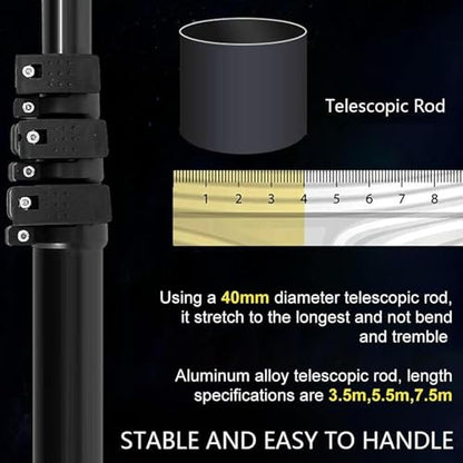Solar Cleaning Brush,Telescopic Pole with Water Connection,with 5pcs Gloves,Low Water Consumption,for Cleaning Large Windows/High Walls/Signs/Roofs/Outdoor LED Screens 5.5m - color: 5.5m