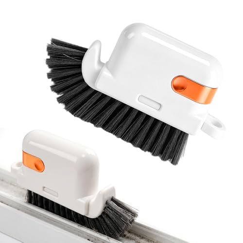 2 in 1 Groove Cleaning Brush Window Track Cleaning Tools, Crevice Brush with Hidden Scraper, Blinds and Baseboard Cleaner, Glass and Sill Detailer (Orange) - color: Orange