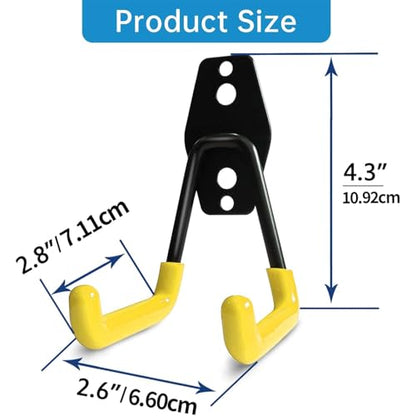 GeeWatom 2 Pack Garage Storage Utility Hooks，Garage Garden Tool Organizer，Steel Wall Mount Hooks, Garden Small U Hooks (Yellow) - color: Yellow