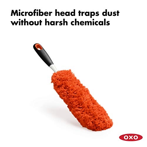 OXO Good Grips Under Appliance Microfiber Duster 4%22 x 1/2%22 x 33-1/2%22 h & Good Grips Microfiber Hand Duster