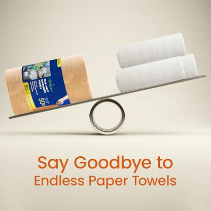 Greenfound Microfiber Cleaning Cloth Roll -80 Pack, 11.5x11.5, Tear Away Towels, Reusable and Washable Rags, Orange - color: Orange