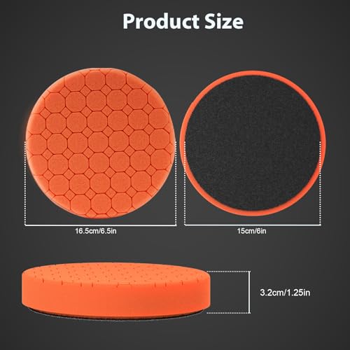 Buffing Polishing Pads, 5Pack 6.5 Inch Face for 6 Inch Backing Plate Compound Buffing Sponge Pads Cutting Polishing Pad Kit for Car Buffer Polisher, Polishing and Waxing - color: 5pcs-6Inch