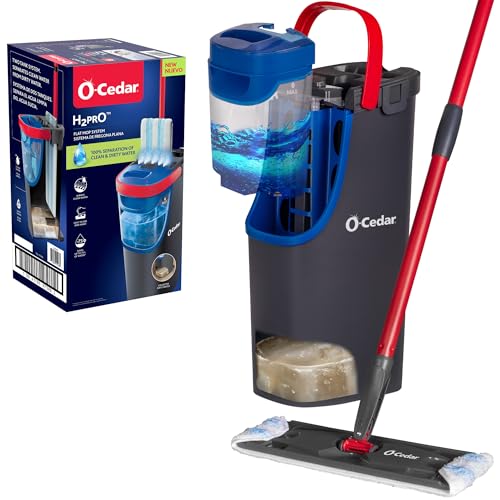 O-Cedar H2prO Flat Mop System | Quick Everyday Cleaning | Dual-Tank Fresh Water System | Machine Washable Reusable Microfiber Mop Pad | Safe on Hardwood, Tile & Vinyl Floors - size: H2prO