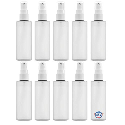Plastic Spray Bottle Fine Mist – Refillable, Reusable, Portable Sprayer, Travel Size, Leak Proof for Household Use, Essential Oil, Cleaning Solution and Perfume (10 Pack, 120 ml) (2oz - 10 pack)