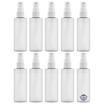 Plastic Spray Bottle Fine Mist – Refillable, Reusable, Portable Sprayer, Travel Size, Leak Proof for Household Use, Essential Oil, Cleaning Solution and Perfume (10 Pack, 120 ml) (2oz - 10 pack)