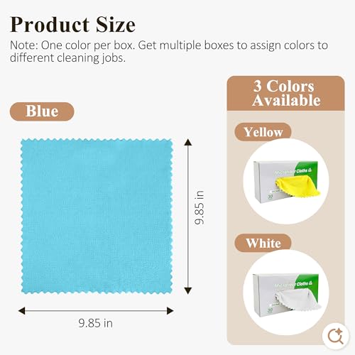 30 Pack Microfiber Cleaning Cloths, Dish Towels for Kitchen, Cleaning Rags for Car, Window, Bathroom, Household, Ultra Absorbent Cleaning Supplies Lint Free Streak Free, Reusable & Washable (Blue) - color: Blue