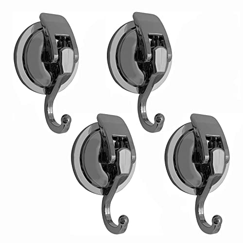 Heavy Duty Vacuum Suction Shower Hooks - Glass Suction Cup Hooks, Bathroom Robe Hooks, Reusable, No Hole Punched, for Garland Decoration (Silver Grey, 4 Pack) - color: Silver grey, size: 4 Pack