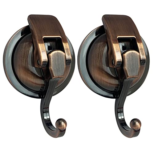 Heavy Duty Vacuum Suction Shower Hooks, Glass Suction Cup, for Bathroom Robe and Garland Decoration (2 Pack, Antique Brass) - color: Antique Brass, size: 2 Pack
