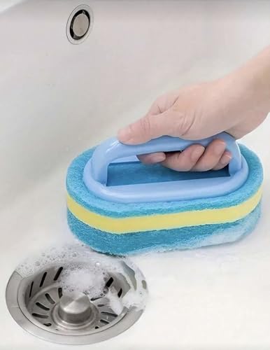 Cleaning Brush for Bathroom Kitchen Bathtub Toilet Cleaner All Purpose Shower Sponge Scrubbing Brush with Ergonomic Handle