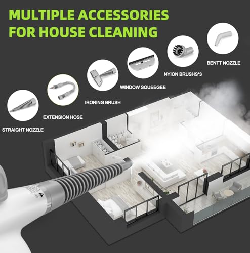 Handheld Steam Cleaner, Pressurized Multi-Surface Steam Shot with 13 Accessories, Safety Lock, Steamer for Cleaning Floor, Upholstery, Grout, Windows, Couch and Car, White - color: White