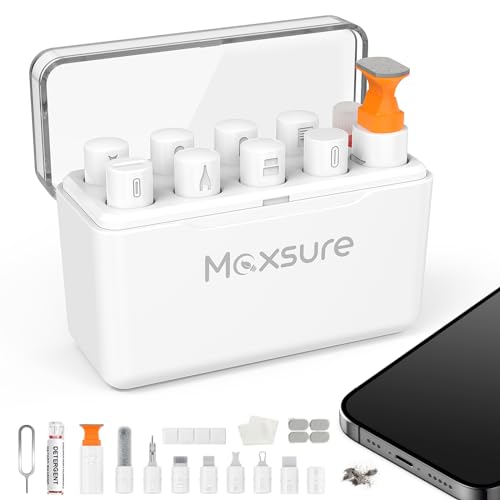 12 in 1 Phone Cleaning Kit, Airpods Cleaning Kit, Port Cleaner for iPad/Phone Charging Repair & Restore Tool,Multi Cleaner Tool Kit for USB C Port/Lightning Cables, Fix Unreliable Charging,White - color: White